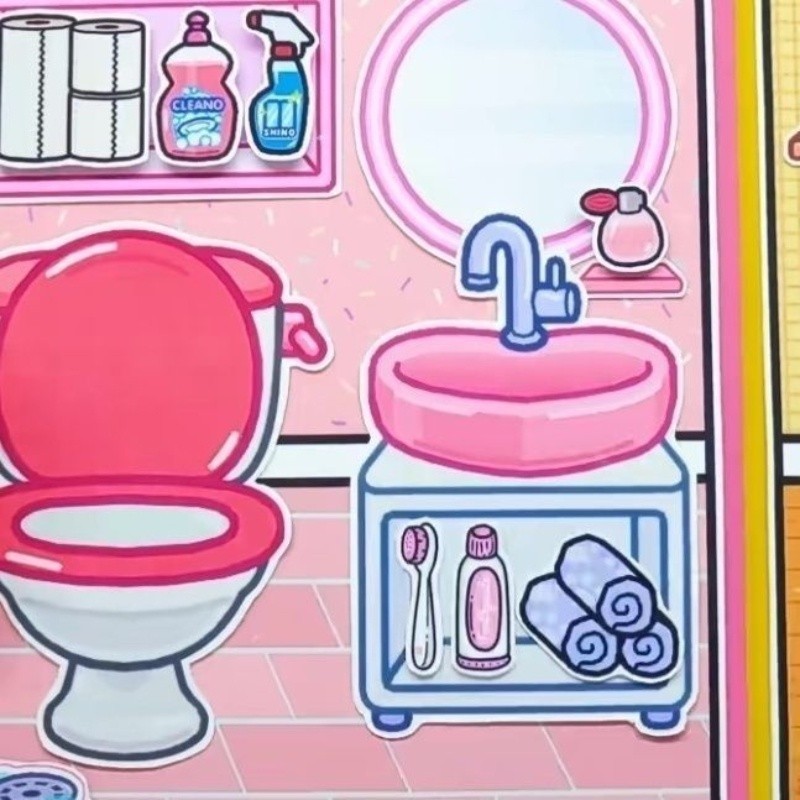 Búp bê giấy toka world quiet book / tota girl girlfriend strawberry orange villa làm gói vật liệu tự làm đồ chơi