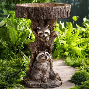 Gcdhome Nhựa Raccoon Birdbath Polyresin Vườn Cổ Chim Tắm Cho Vườn Nhà HOT