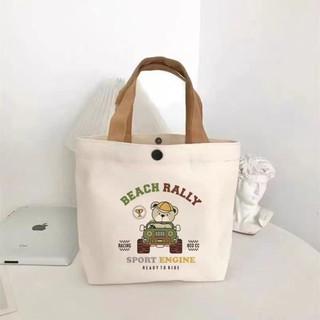 SAVORBOX Túi Tote vải, Túi xách Mini hoạt hình đào, Túi lưu trữ vải dung tích lớn thời trang dã ngoại