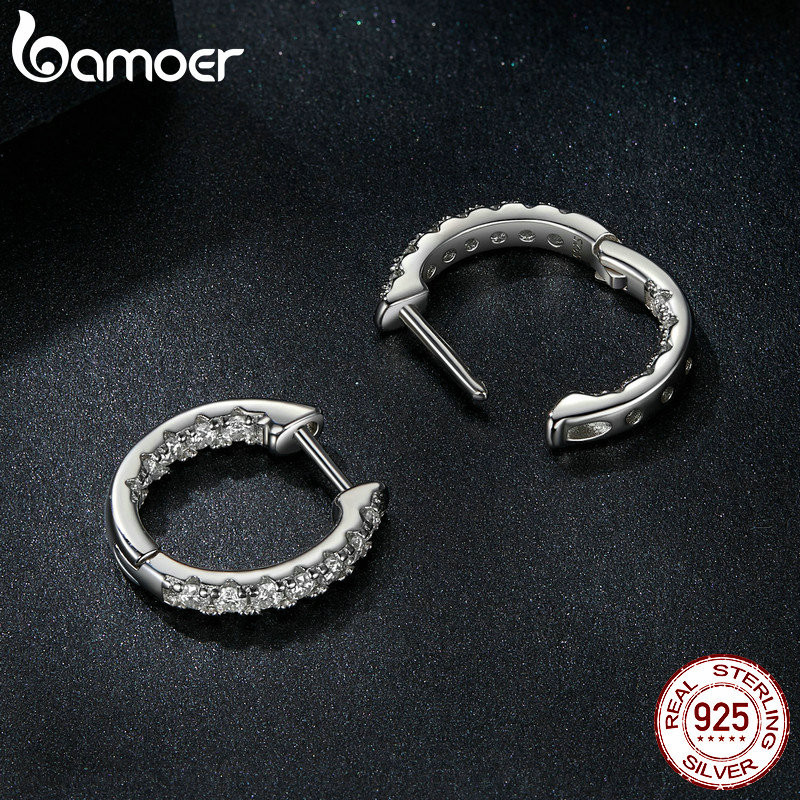 Bông tai bạc Bamoer 925 lấp lánh Moissanite Trang sức Quà tặng cho Nữ