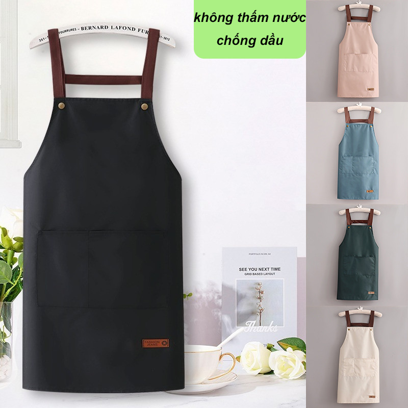 Tạp Dề Thời Trang Bếp Chống Thấm Nước Và Chống Dầu，Phiên bản Hàn Quốc của đai lưng được in logo，Quần yếm tạp dề