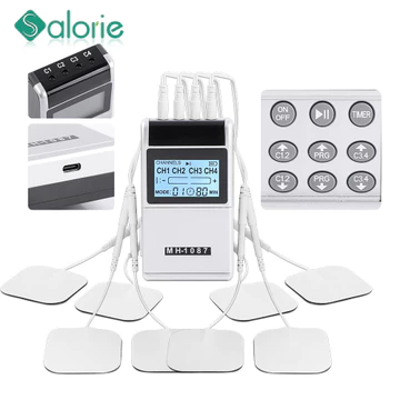 Salorie TENS Thiết bị trị liệu massage kinh tuyến Máy kích thích cơ Máy trị liệu điện di động để giảm xung điện Đa chức năng + chế độ tùy chọn