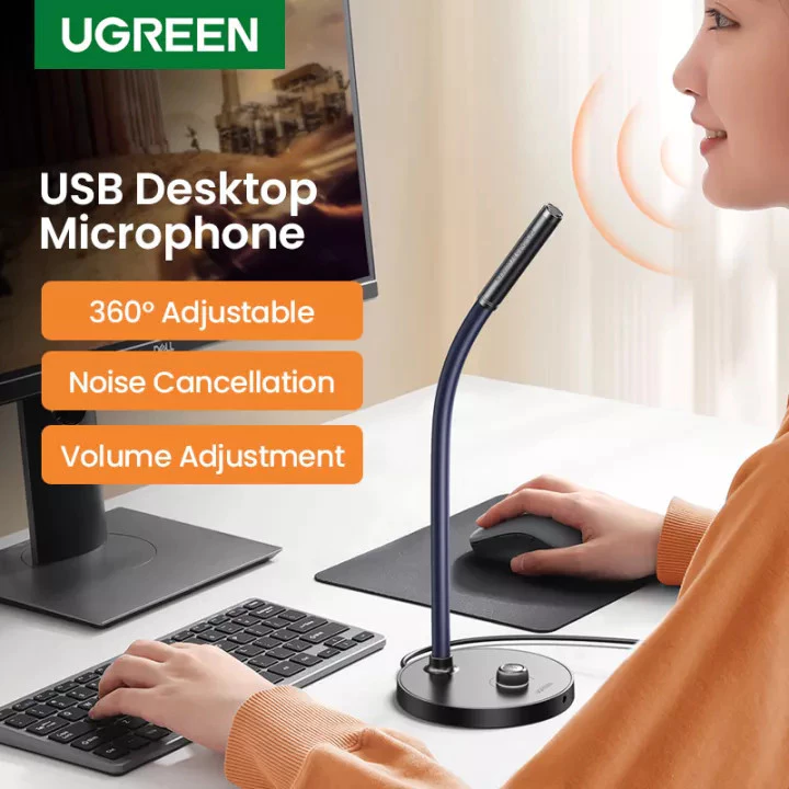 Micro để bàn Ugreen 90416 CM564 (Online Learning,Live Straming,Chíp DSP) dây USB 1,5m