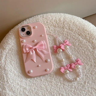Ốp Xích Nơ Màu Hồng Thích Hợp Cho Iphone 11promax 11 12promax 12 13 14 15 pro max Ốp điện thoại Nữ 14promax