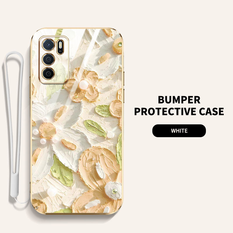 Ốp Điện Thoại YBD Cho OPPO Reno 12 Pro Reno 12F Realme C65 4G A3 Pro (Ấn Độ) Sơn Dầu Phong Cách Hoa Vỏ Mềm Mạ Điện Phẳng