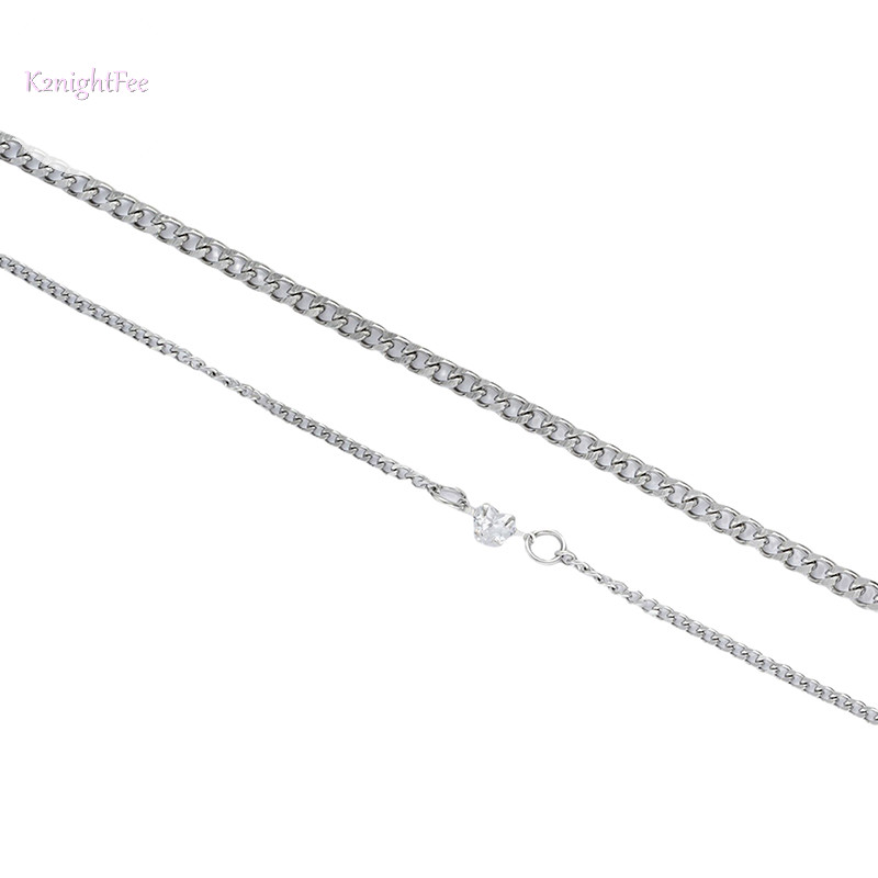 K2nightfee Bộ Vòng Tay Inox Thời Trang Đơn Giản Cho Cặp Đôi Unisex Nam Nữ Tình Yêu Pha Lê Trái Tim Bạc Dây Xích Vòng Tay Trang Sức Quà Tặng VN