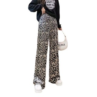 Quần ống rộng lụa băng nữ mùa hè mỏng lụa băng in mực tie-dye quần dáng rộng thường ngày lau quần xu hướng