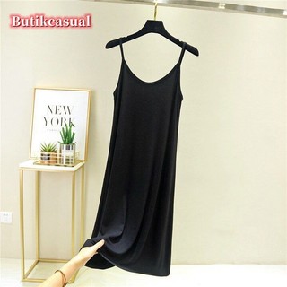 Phụ Nữ Modal Váy Không Tay Mỏng Trơn Thoải Mái Thường Ngày Loungewear Mùa Hè 2025 Cổ Tròn Dài Đầm Size Lớn Vừa Đầm