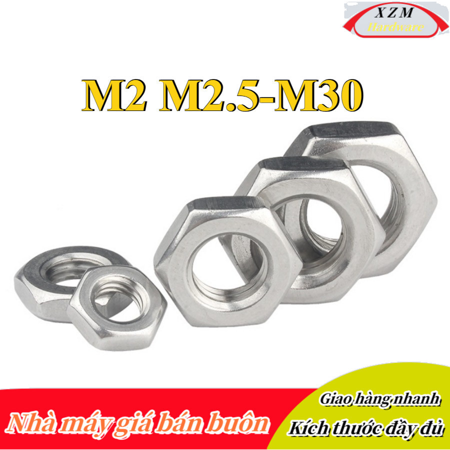Đai ốc siêu mỏng ，Tán Dẹp, Tán Ecu inox 304 Dùng Cho Bulong Loại Tốt M2 ...