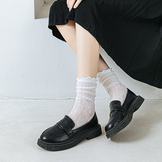 [Tất nữ oklife] ins Xuân Hè Mỏng Lưới Ren Nữ Giữa Ống Tất Đen Trắng lolita Nấm Ren Cọc Tất