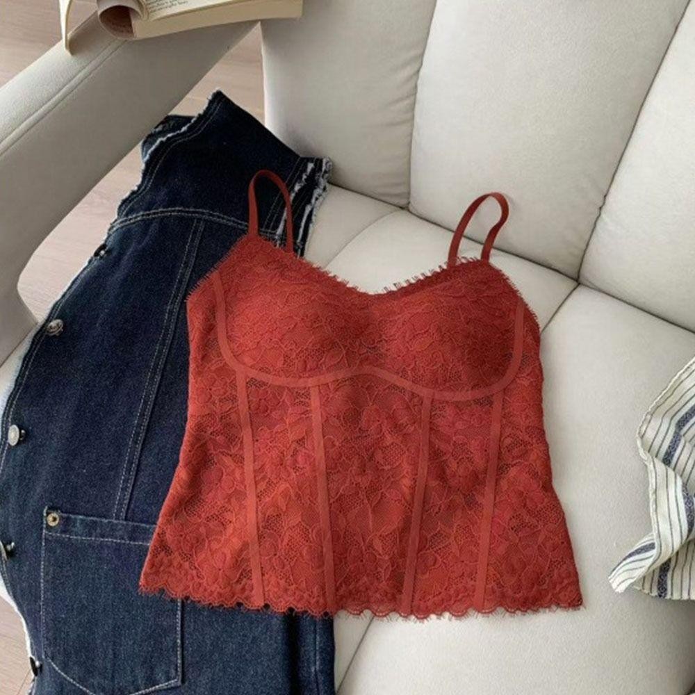 ChipHive Ren Sling Áo Ngực Vest - Dễ dàng điều chỉnh dây vai, đệm ngực màu trơn, thoải mái cho ngày ở bãi biển