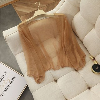 Áo khoác ngoài Shimmer Fairy chống nắng cho phụ nữ, áo khoác chiffon mỏng, khăn choàng ngắn, áo siêu trong suốt
