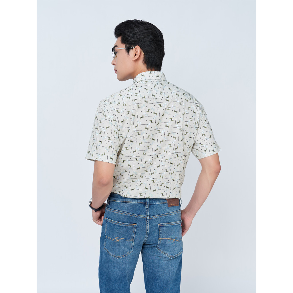 Sơ mi ngắn tay lai ngang VIETTIEN SMART CASUAL vải Nano phom REGULAR VT00000303