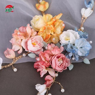 Ngọc Trai Vải Hoa Retro Kẹp Tóc Phong Cách Retro Hợp Kim Chignon Nĩa Tóc Có Tua Rua