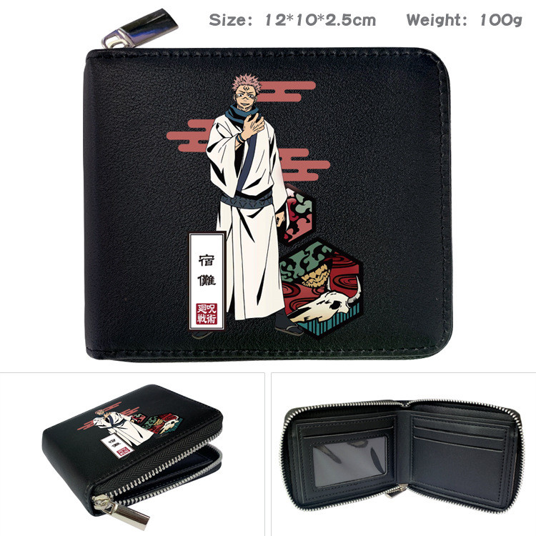 2025 Jujutsu Kaisen Gojo & Itadori Ví PU Zip Bifold Ví đựng tiền xu có in hình Anime