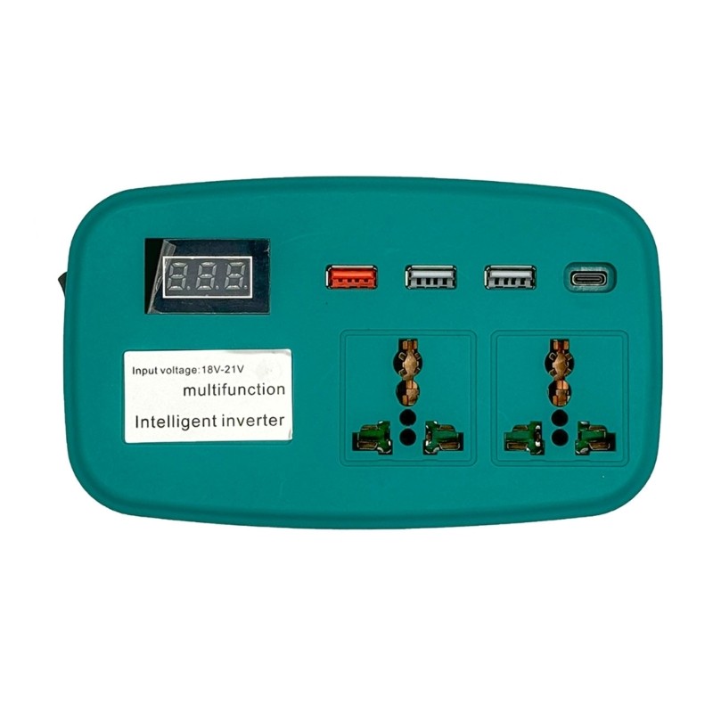 Bộ chuyển đổi nguồn biến tần thông minh USB và Type C GORD 100W 18V-21V sang 220V với màn hình Vôn kế