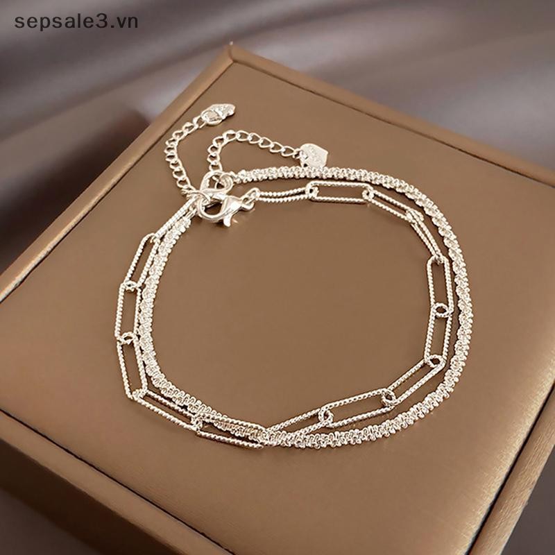 # Sepsale # 1 / 2 CÁI Vòng tay lấp lánh màu bạc thời trang mới Tinh tế Đơn giản dành cho nữ Vòng tay có thể điều chỉnh Vòng tay Phụ kiện trang sức thời trang tinh tế.