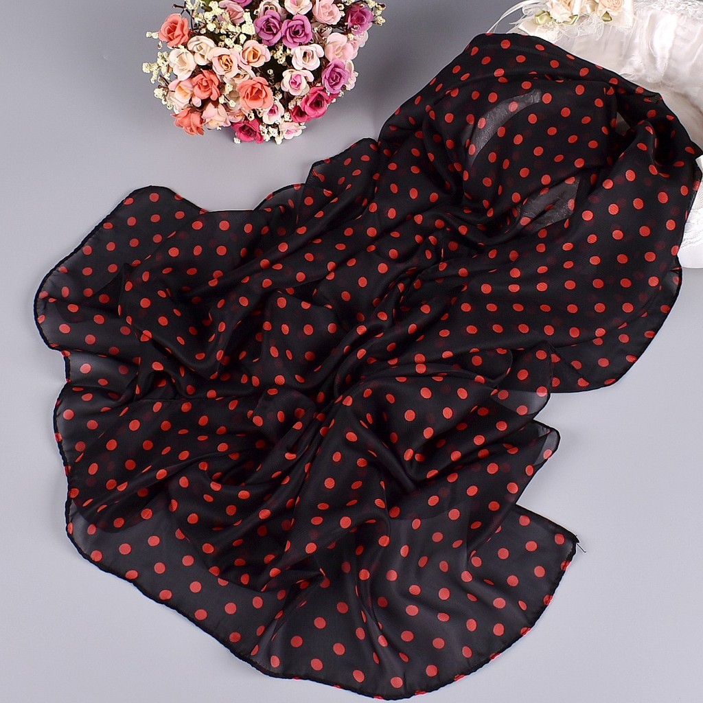 150cm * 50cm Chấm Bi Voan Dài In Khăn Choàng Khăn Thời Trang Phù Hợp Với