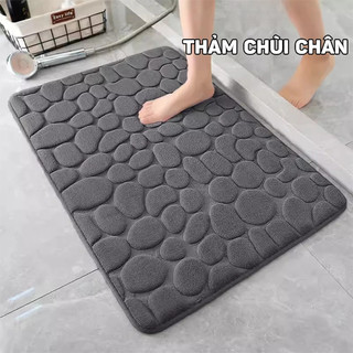 Thảm Lau Chân Siêu Thấm Hút, Chống Trơn Trượt Cao Cấp Họa Tiết Đá Nổi (Dày 1.5CM)