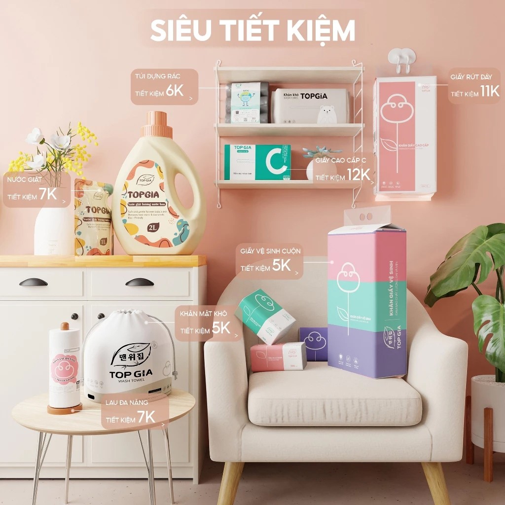 Giấy ăn rút Top Gia, thùng 30 gói/16 gói 4 lớp cao cấp tiện lợi