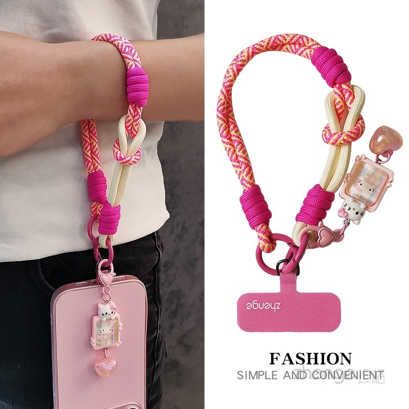 Cổ Tay & Nhẫn Kép Sử Dụng Điện Thoại Di Động Dây ins Hoạt Hình Dễ Thương Kuromi Mặt Dây Chuyền Vỏ Điện Thoại Mặt Dây Chuyền Nữ Phong Cách Ngắn