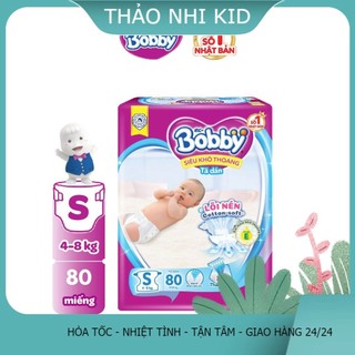 ( ủy quyền cty unicharm) Tã dán Bobby S80/M76/L68/XL62/XXL56 mới- Lõi nén cotton-soft mỏng thần kì