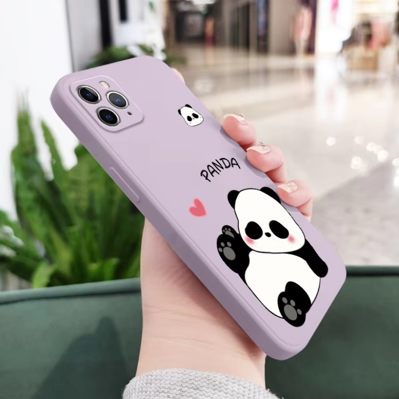 Ốp Điện Thoại Cho Redmi Note 14 Pro + Redmi 12C 10A K20Pro Redmi Note 7 8 ProCartoon Vỏ Gấu Trúc Dễ Thương Viền Vuông Mặt Sau TPU Mềm