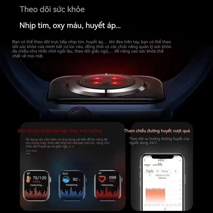 smart watch Mới Đồng hồ thông minh đo đường huyết oxy huyết huyết áp nhịp tim điện tâm đồ phát hiện – 4