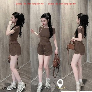 Bộ Mùa Hè Bad Quần Short Mix Áo Thun Ôm Body Double - Six Chất Cotton Mềm Mịn Co Giãn