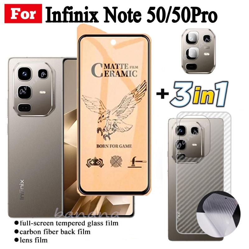 Kính cường lực gốm 3 TRONG 1 Infinix Note 50 Pro 4G cho Infinix Note50 Note 50 Pro + Kính bảo vệ màn hình kính máy ảnh và phim mặt sau