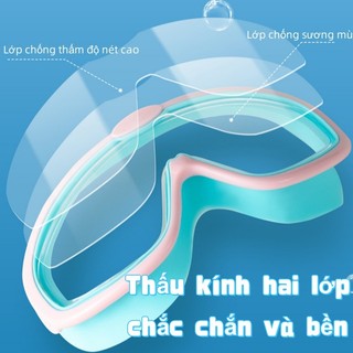 Kính Bơi Gọng Silicon Chống Sương Mù Độ Nét Cao Kèm Bịt Tai Chống Tia UV Không Thấm Nước
