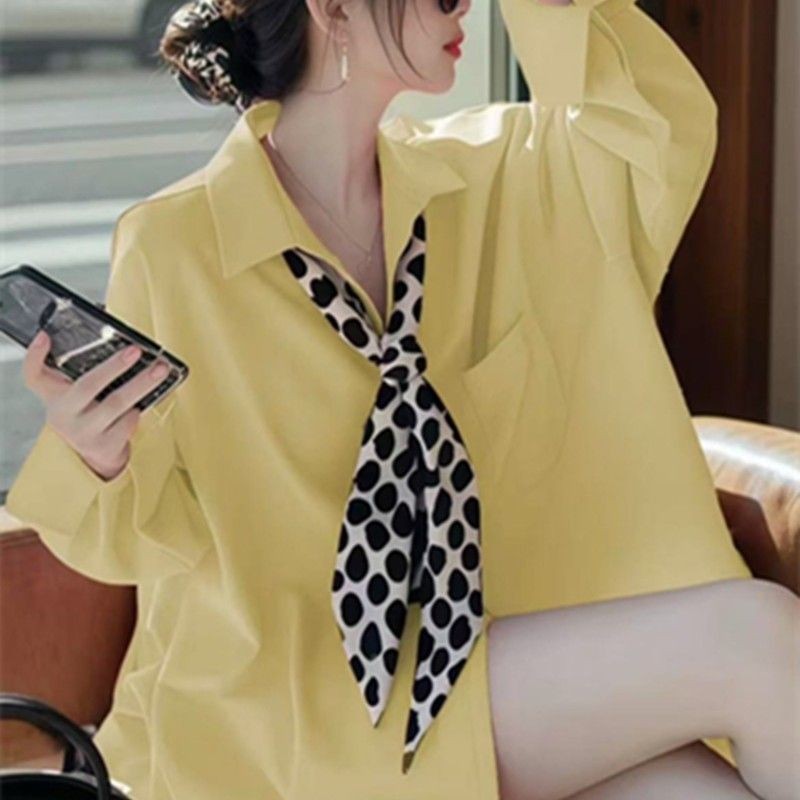 ✨Mùa Xuân 2025 Siêu Đẹp Độc Đáo Đẹp Phong Cách Phương Tây Thiết Kế Màu-Cảm Giác Nơ Áo Sơ Mi Dài Tay Nữ Mùa Xuân 25.3.26