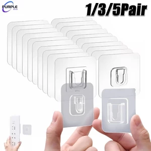 1 / 3 / 5 Cặp Móc Hai Mặt Tự Dính Trong Suốt Traceless Móc Treo Tường Cho Nhà Bếp Phòng Ngủ Cắm Ổ Cắm Giá Đỡ Lưu Trữ