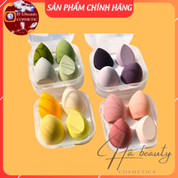 Hộp gồm 4 mút tán kem nền, Bộ 4 Mút Trang Điểm, Mút tán kem nền, Miếng mút trang điểm chuyên nghiệp tiện dụng.