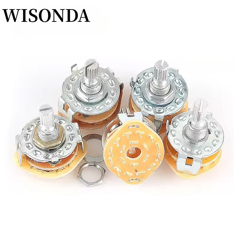 2pcs RS25 6mm Interruttore A Banda 1P11T 2P4T 2P5T 2P6T 3P3T 3P4T 4P3T Selettore Interruttore Rotante Per Montaggio A Pannello Albero Zigrinato - Foto 7