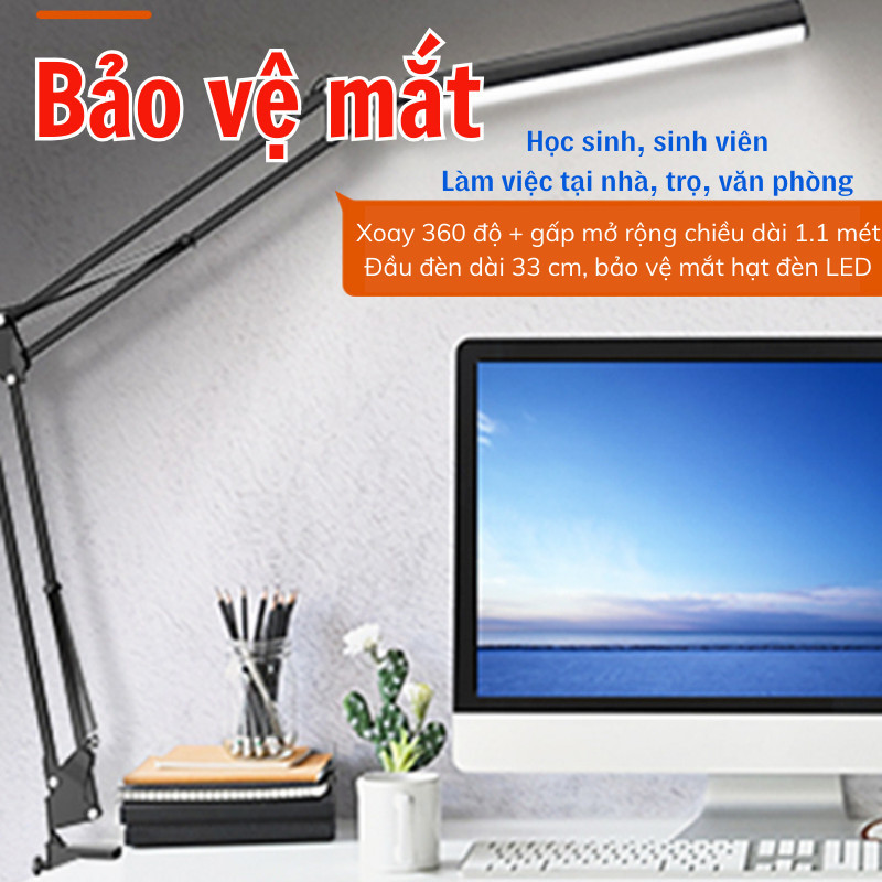 12W Mới Đèn Led bàn học bảo vệ mắt SG DECOR kẹp bàn gấp gọn Đèn kẹp bàn điều chỉnh kích thước phổ rộng cao cấp | BigBuy360 - bigbuy360.vn