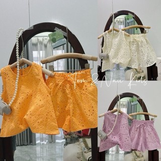 S21- Set áo phối quần ren hoa bé gái cực sang - Size 9-34Kg