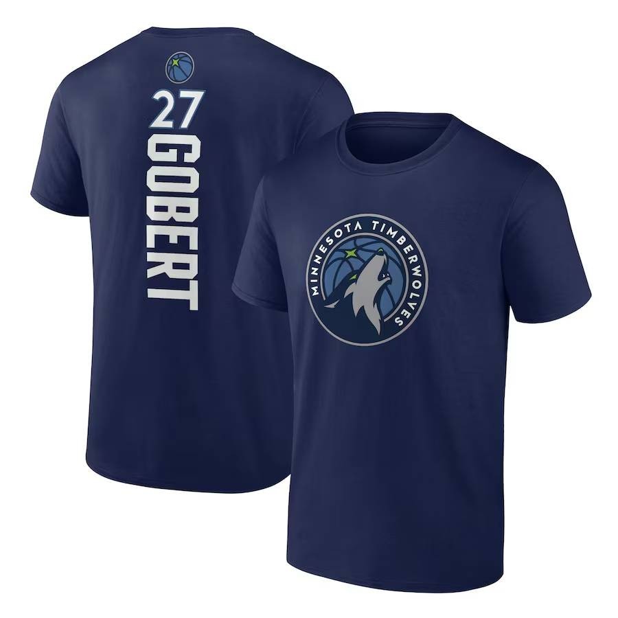 Áo thun Minnesota Timberwolves Rudy Gobert màu hải quân dành cho người lớn, trẻ em và người mập
