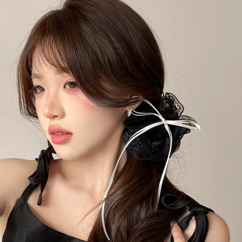 Phụ Kiện Tóc Phổ Biến -Vòng Tóc Organza Ren Nơ Ruy Băng - Ruột Lớn Scrunchie - Dây Cao Su Co Giãn - Giá Đỡ Đuôi Ngựa Cho Bé Gái - Thời Trang Hàn Quốc Thanh Lịch Ngọt Ngào