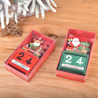 Bàn Giáng Sinh Lịch Để Bàn Số Ngày Khối Gỗ Lịch Đếm Ngược Xmas Lịch Để Bàn Trang Trí Giáng Sinh A