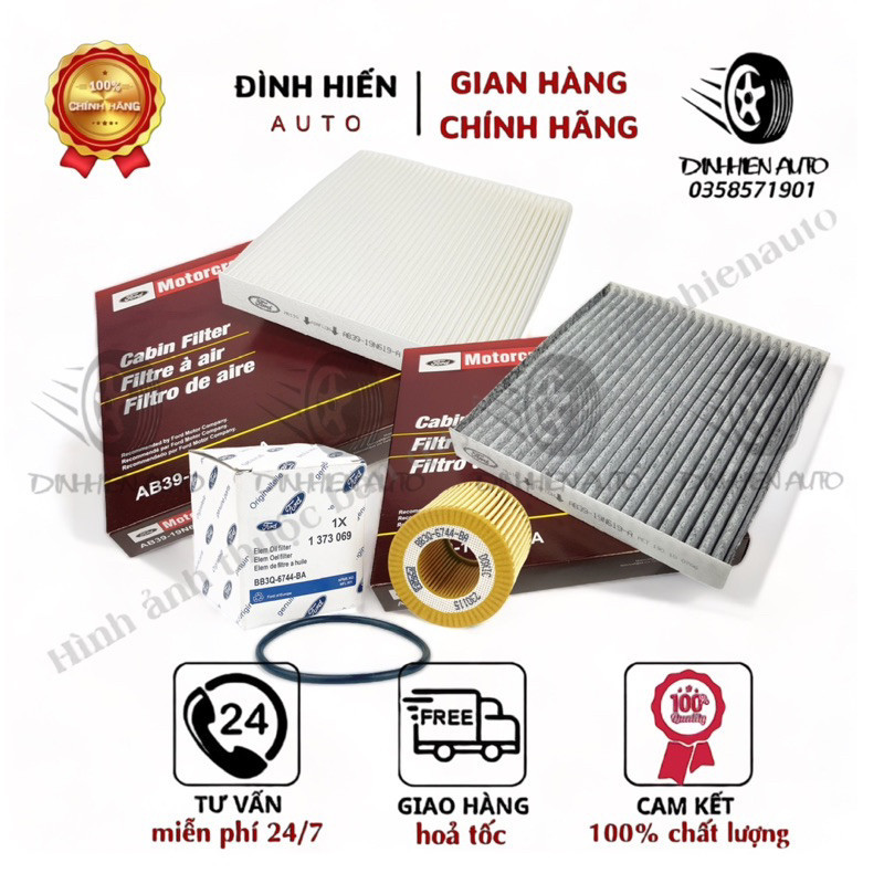 Lọc gió điều hoà + lọc nhớt, lọc dầu động cơ Ford Ranger, Everest ...