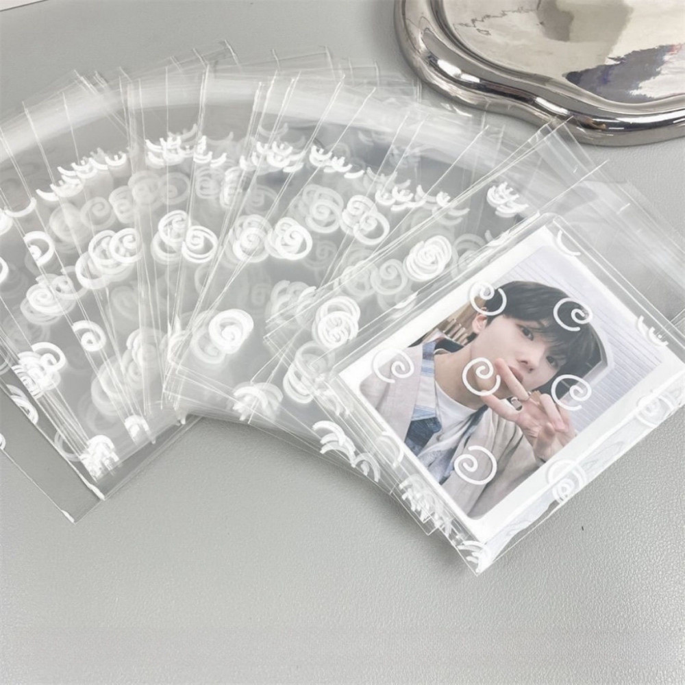 Linxx 50 Chiếc Trong Suốt Thần Tượng Ảnh Thẻ Lomo Túi Bảo Quản Sao Ruy Băng Nơ Phong Cách OPP Túi Bao Bì Tự Dính