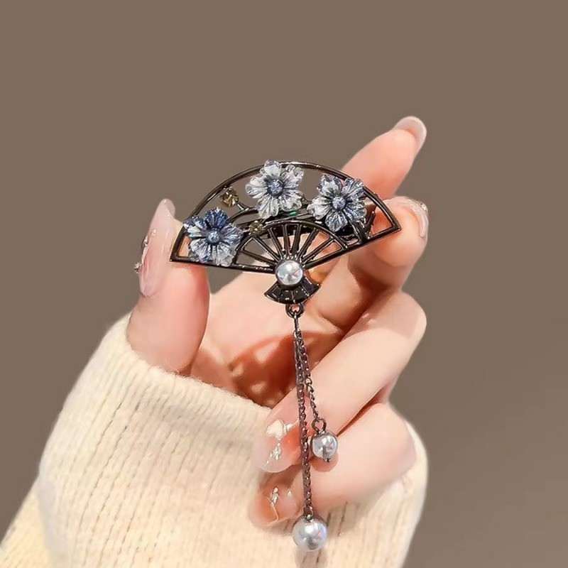 Mauropoli [Sẵn Sàng] Kẹp Tóc Quạt Hoa Tinh Tế Nữ Phong Cách Mới Nổ Kẹp Tóc Gãy Kẹp Bên Kẹp Tóc Sang Trọng Kẹp Tóc Mỏ Vịt Kẹp