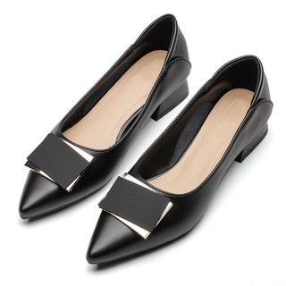 Giày Cao Gót Nữ Mũi Nhọn Giày Búp Bê gót vuông cao 5P khóa Chữ nhật êm và mềm - Cao 5cm - size 35 tới 40 mã Cheo555 Shoe