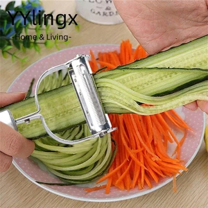 YYlingx Dụng cụ bào dưa, Phụ kiện nhà bếp Dụng cụ gọt vỏ trái cây rau củ hai đầu, Chuyên nghiệp nhiều chức năng Thép không gỉ Julienne Dưa chuột Khoai tây cà rốt