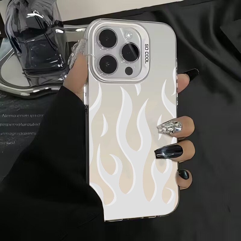 Ốp Lưng Cho IPhone 16 15 14 13 12 11 Pro Max 16e XS Max X XR 8 7 Plus SE2022 Sáng Tạo Thời Trang Ngọn Lửa IMD Matte Bìa Cứng