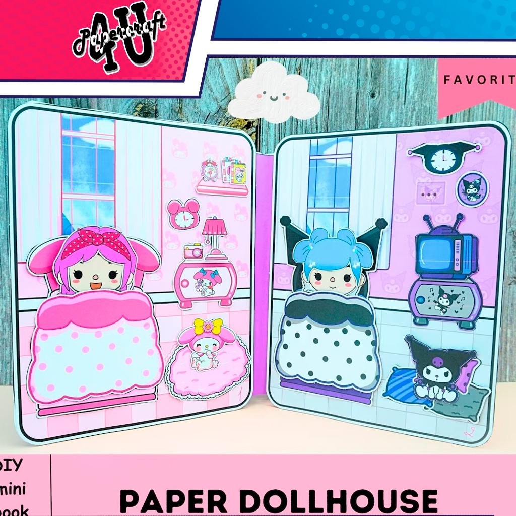 ĐỒ CHƠI NGÔI NHÀ BÚP BÊ GIẤY CẮT THỦ CÔNG DIY - TOCA LIFE WORLD -  MẪU DB02 - KUROMI VÀ MELODY