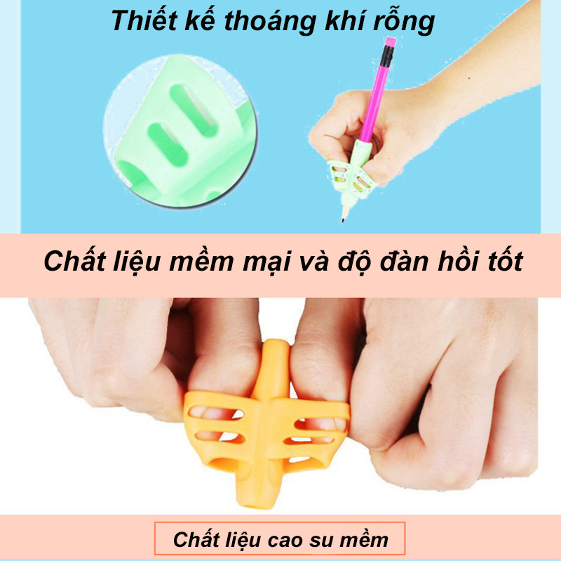 Dụng cụ định vị cầm bút silicon 3 NGÓN cao cấp , Dụng cụ chỉnh sửa tư thế viết cho trẻ em,Hộp đựng bút bằng hai ngón tay