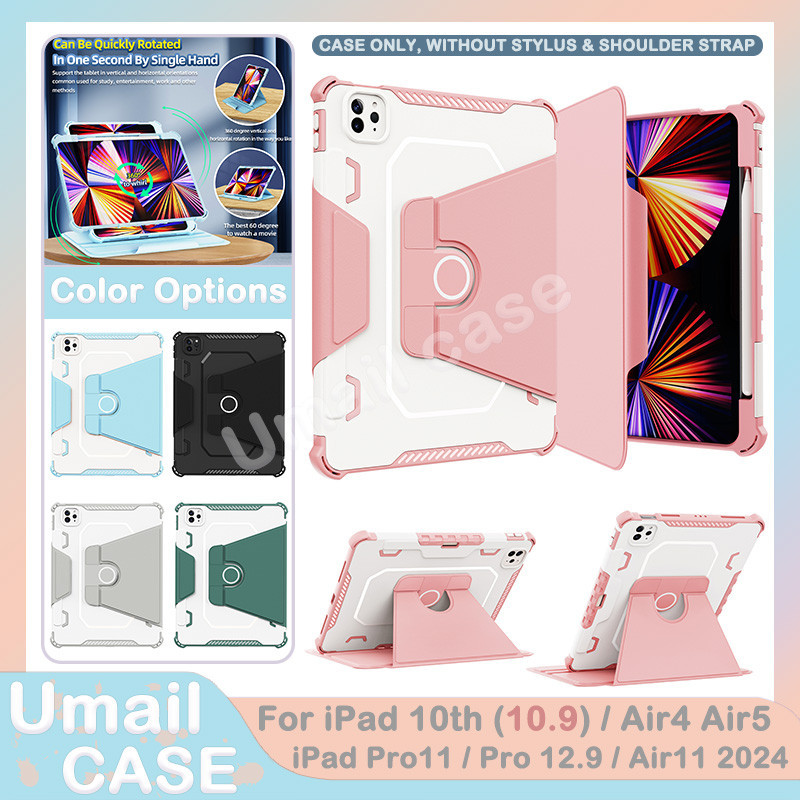 360° Xoay Chống Sốc Cho iPad 10th Gen 10.9 iPad Air4 Air5 Pro 11 2020 2022 Pro 12.9 2021 Air 6 Air 11 2024 Air 13 2024 Mini 6 Vỏ Bảo Vệ Toàn Thân