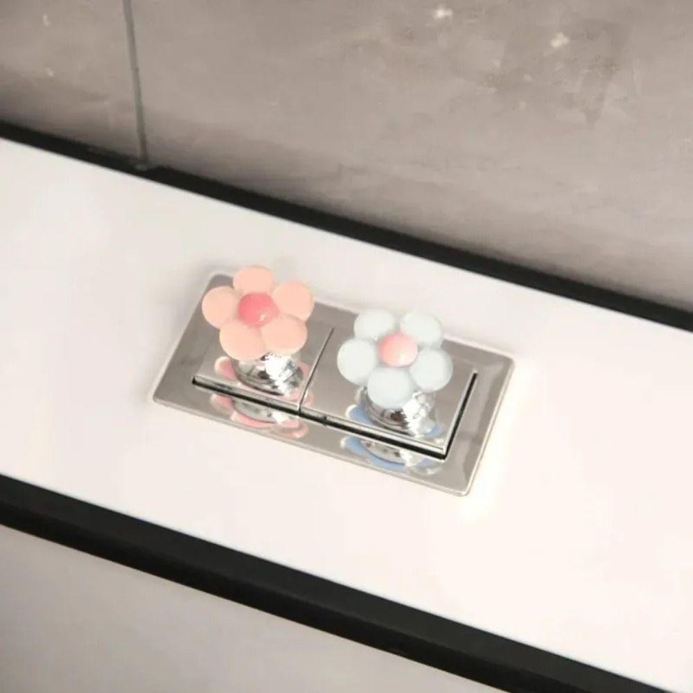 YUUKII 1 / 2 Nút xả bồn cầu, Nút bồn cầu Tiết kiệm nhân công Nắp bồn cầu nâng, Tay cầm ngăn kéo hình hoa Công tắc xả phòng tắm